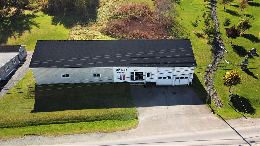 Aerial view of a Michaud Furniture building